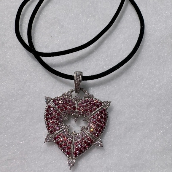 Judith Ripka Pink Diamond 925 Sterling Silver Heart Pendant Necklace NWOT - Picture 4 of 15
